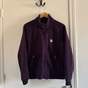 Carhartt Women’s Medium Sherpa Fleece Jacket Purple Full Zip Cozy Workwear